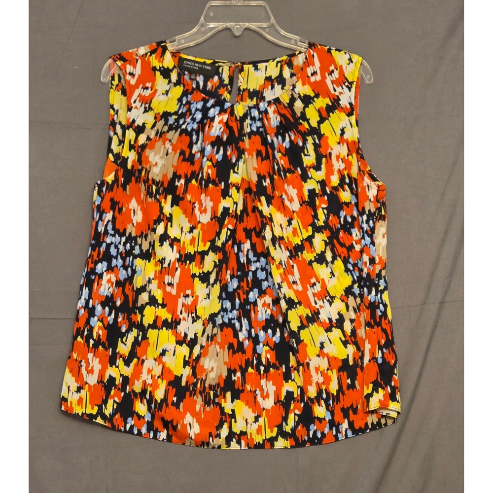 Jones New York Sleeveless Blouse Womens Size 14 Vibrant Floral